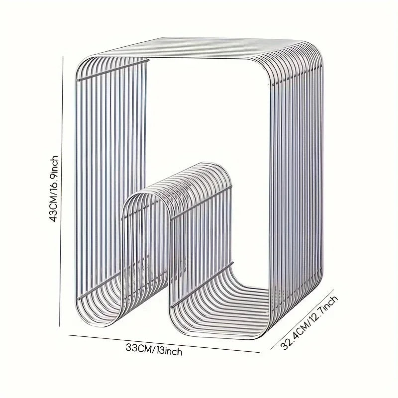 Modern Scandinavian Metal Coffee Table, Stylish Minimalist Style Side Table, with Storage Space for Living Room, Suitable for Magazines and Books