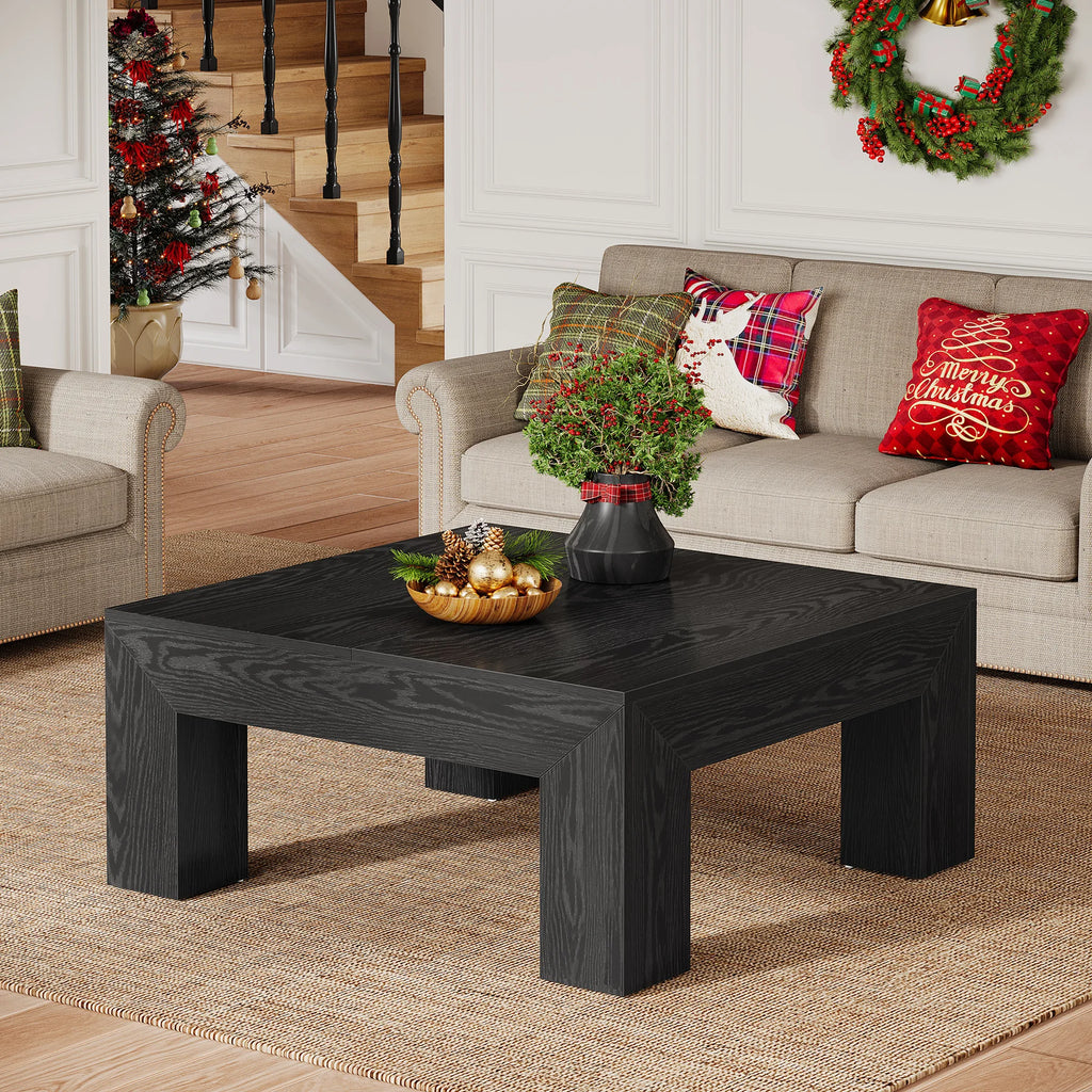 Tribesigns 39.4-Inch Square Coffee Table for Living Room, Farmhouse All MDF Accent Center Cocktail Table with Sturdy Wooden Legs