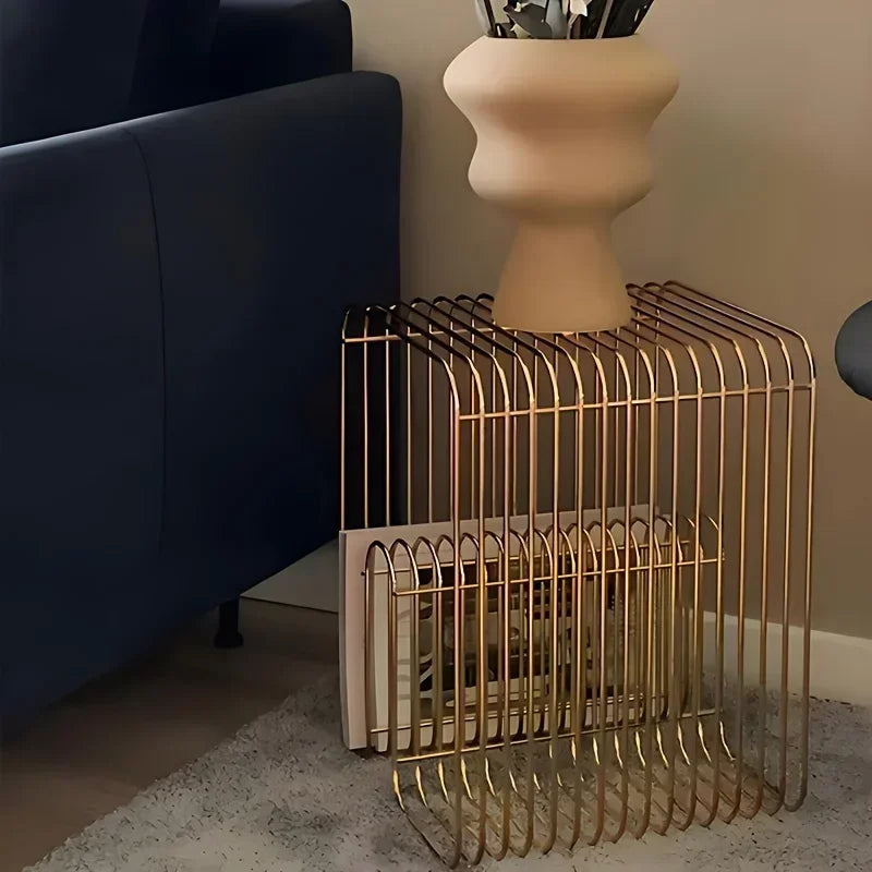 Modern Scandinavian Metal Coffee Table, Stylish Minimalist Style Side Table, with Storage Space for Living Room, Suitable for Magazines and Books
