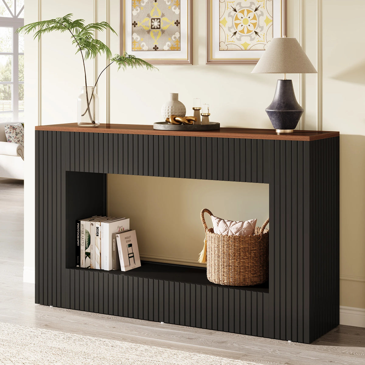 Tribesigns Console Table, 55-Inch Wood Entryway Table with Storage, Narrow Long Sofa Table Behind Couch Table for Living Room