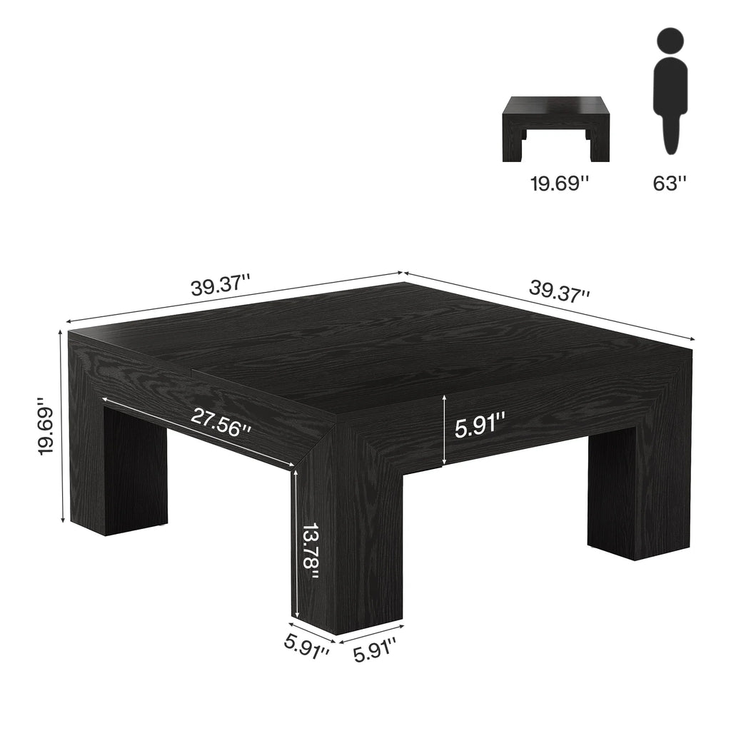 Tribesigns 39.4-Inch Square Coffee Table for Living Room, Farmhouse All MDF Accent Center Cocktail Table with Sturdy Wooden Legs