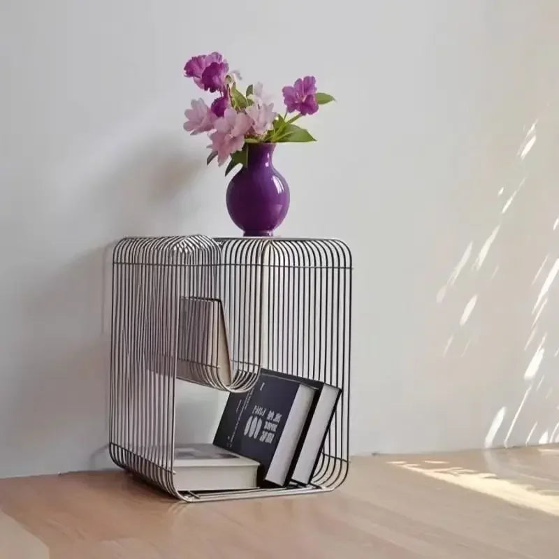 Modern Scandinavian Metal Coffee Table, Stylish Minimalist Style Side Table, with Storage Space for Living Room, Suitable for Magazines and Books