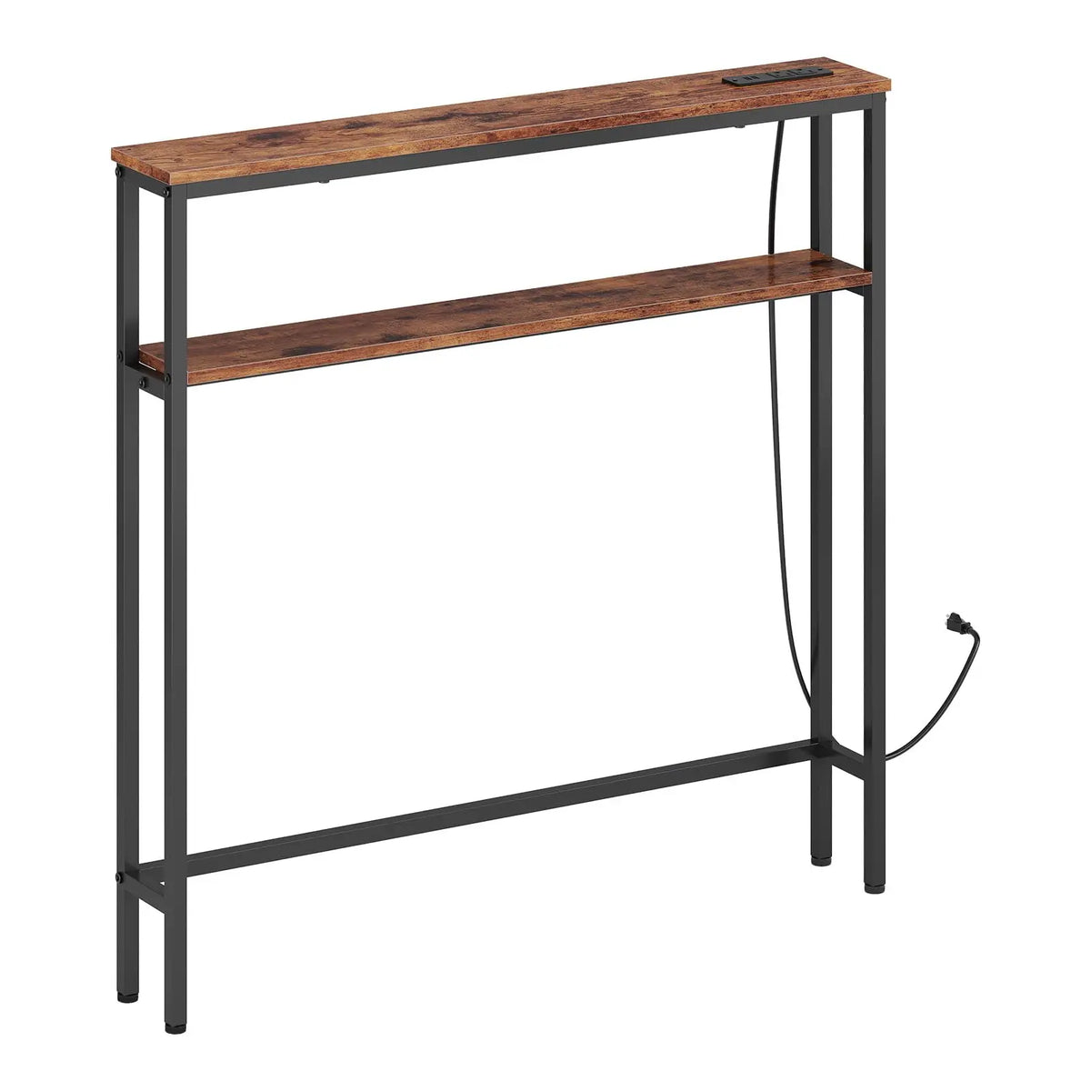 Narrow Console Table With Power Outlets, 2-Tier Slim Sofa Table With USB-C, Behind Couch Entryway Table For Living Room