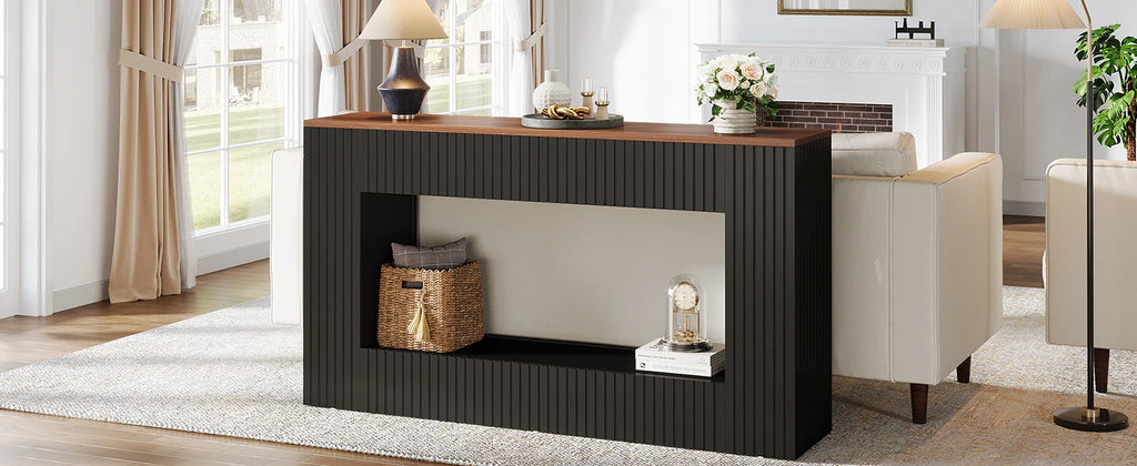 Tribesigns Console Table, 55-Inch Wood Entryway Table with Storage, Narrow Long Sofa Table Behind Couch Table for Living Room