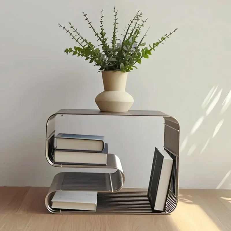 Modern Scandinavian Metal Coffee Table, Stylish Minimalist Style Side Table, with Storage Space for Living Room, Suitable for Magazines and Books