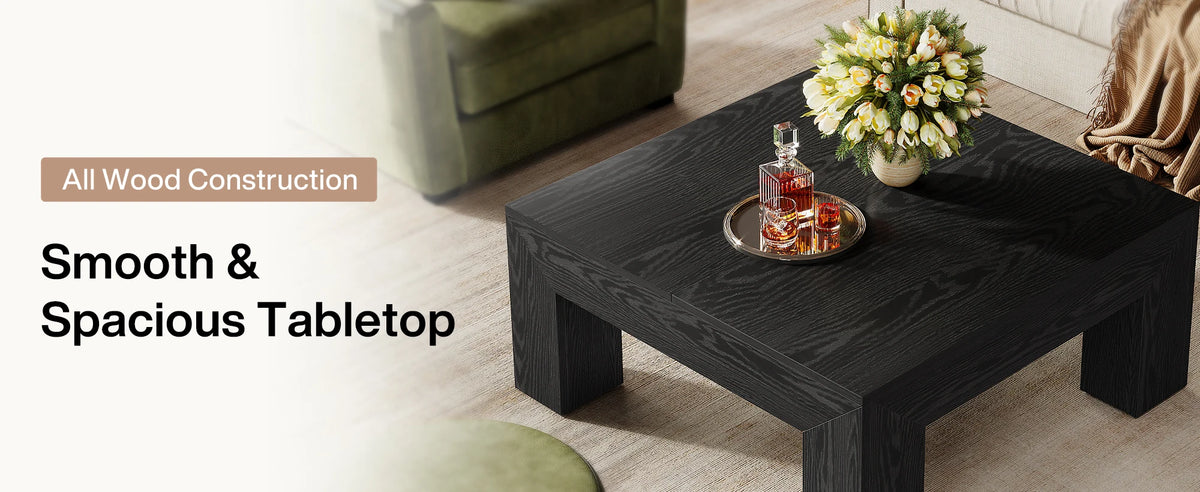 Tribesigns 39.4-Inch Square Coffee Table for Living Room, Farmhouse All MDF Accent Center Cocktail Table with Sturdy Wooden Legs