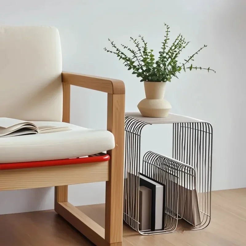 Modern Scandinavian Metal Coffee Table, Stylish Minimalist Style Side Table, with Storage Space for Living Room, Suitable for Magazines and Books