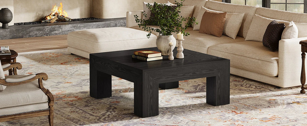Tribesigns 39.4-Inch Square Coffee Table for Living Room, Farmhouse All MDF Accent Center Cocktail Table with Sturdy Wooden Legs