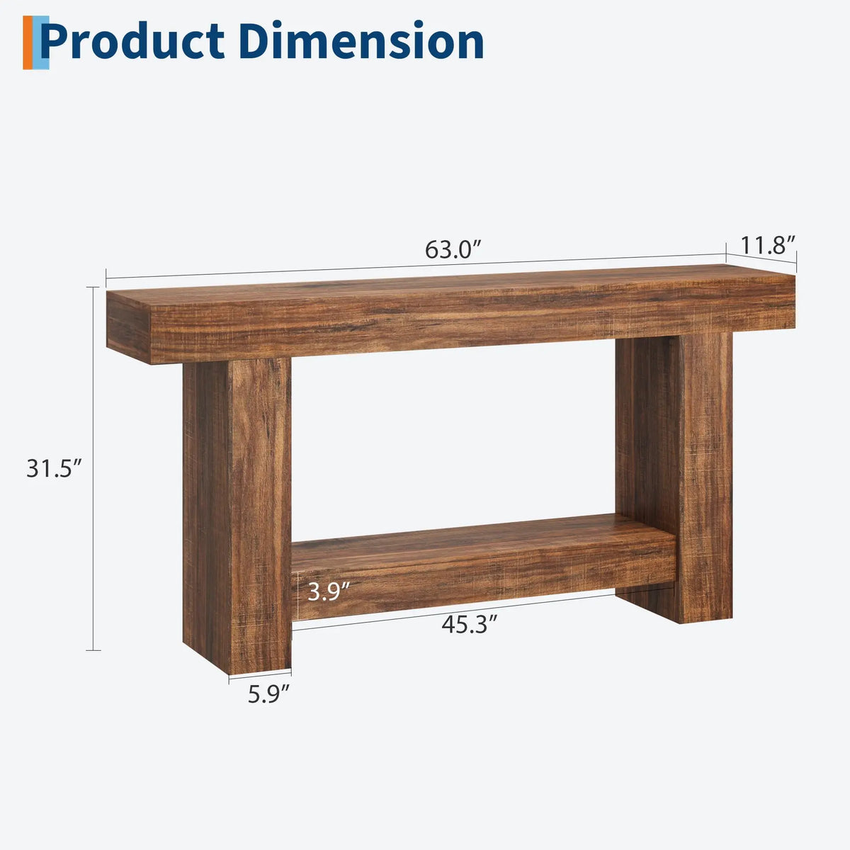 Country-Style Console Table with 2 Shelves - Long Wooden Table for Hallway & Living Room - 1.6-Meter Flame Pattern Color