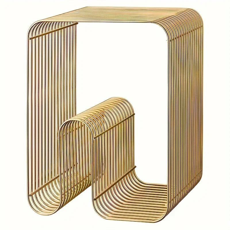 Modern Scandinavian Metal Coffee Table, Stylish Minimalist Style Side Table, with Storage Space for Living Room, Suitable for Magazines and Books
