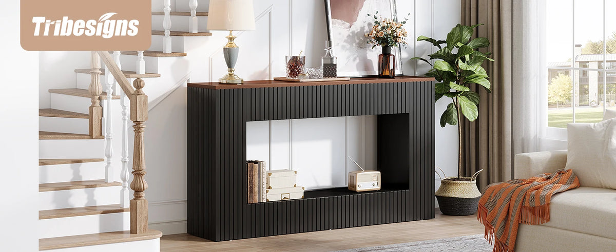 Tribesigns Console Table, 55-Inch Wood Entryway Table with Storage, Narrow Long Sofa Table Behind Couch Table for Living Room